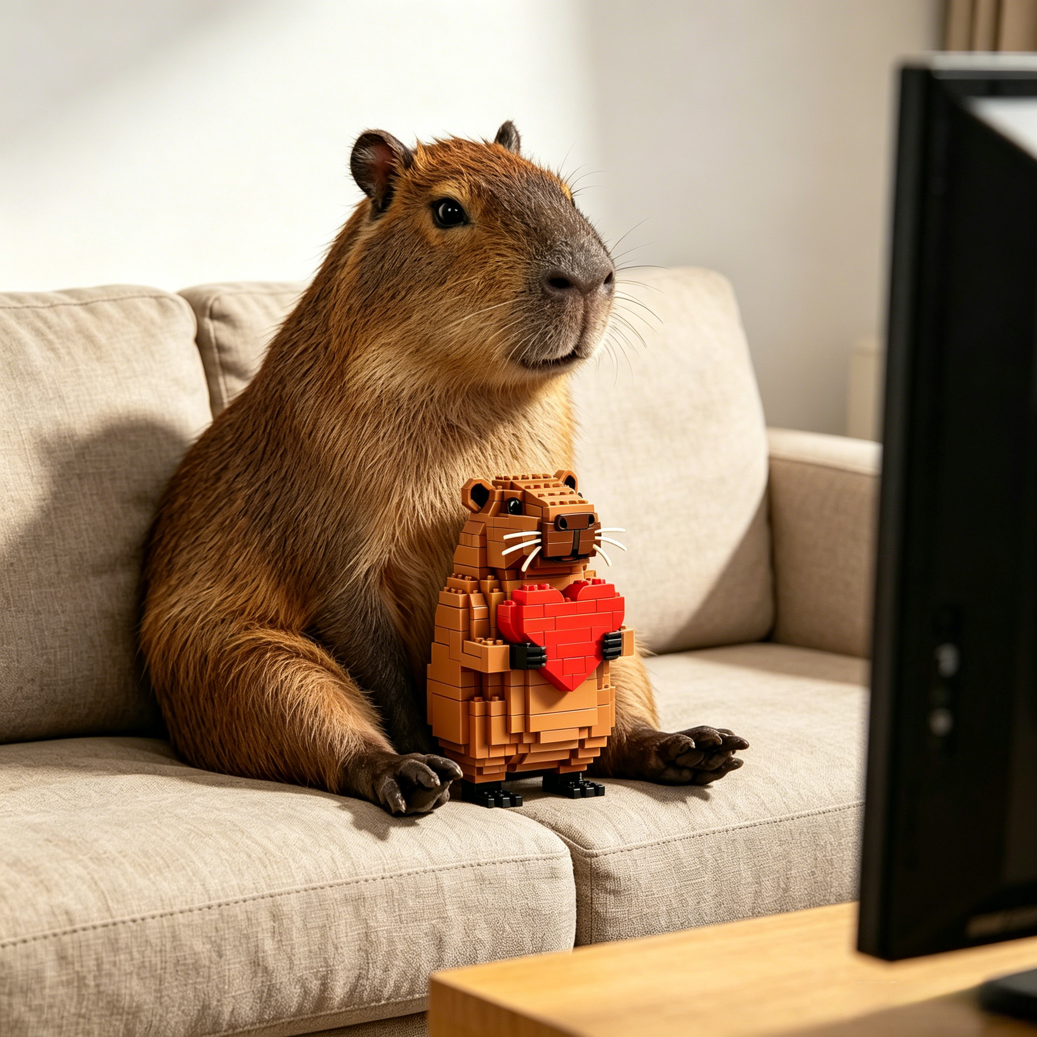  Heart Capybara Building Block Set