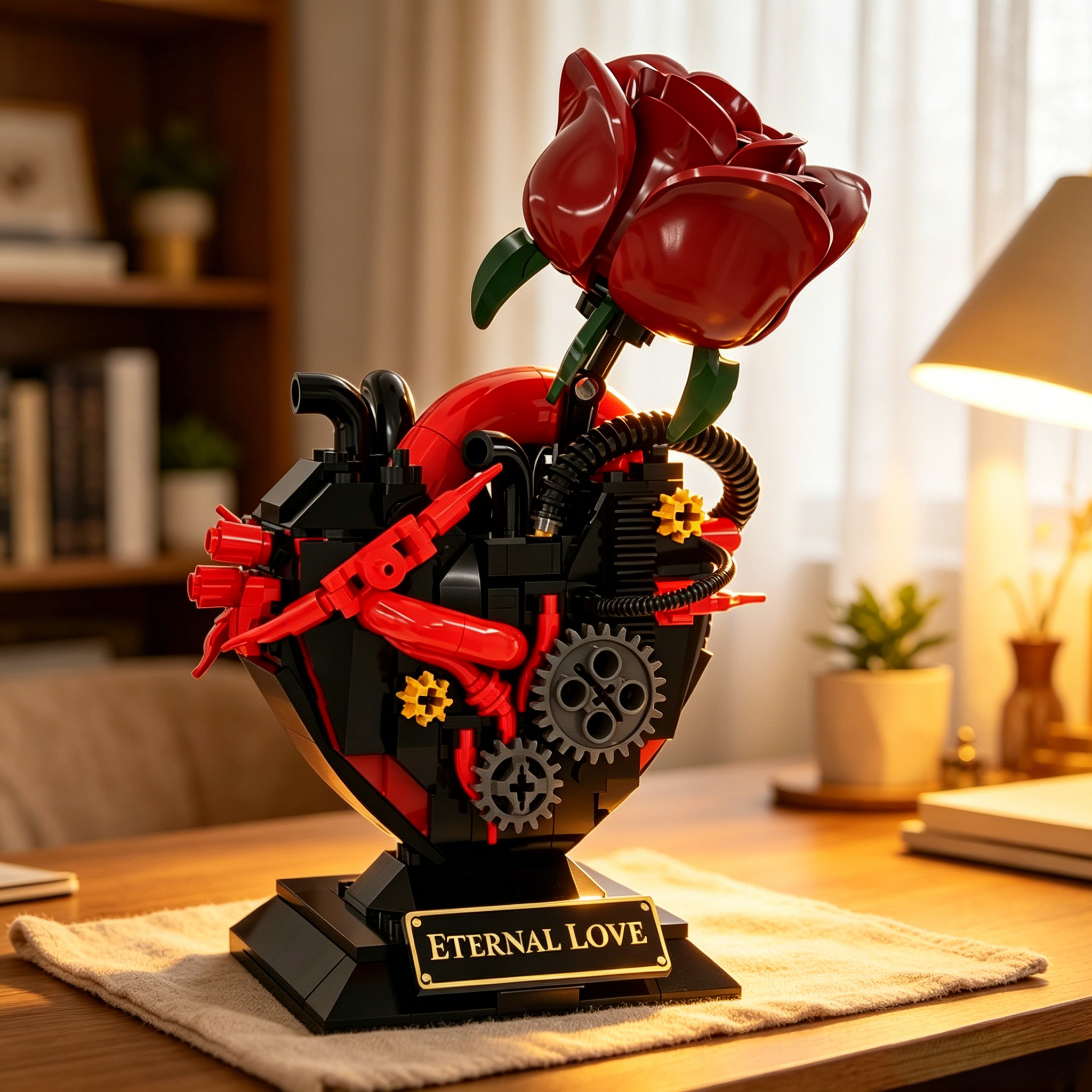 Mechanical Heart Rose Building Block Set
