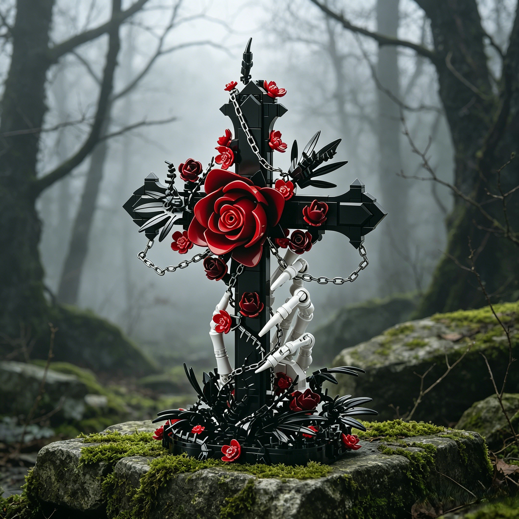 Blood Rose Cross Collector Building Block Set