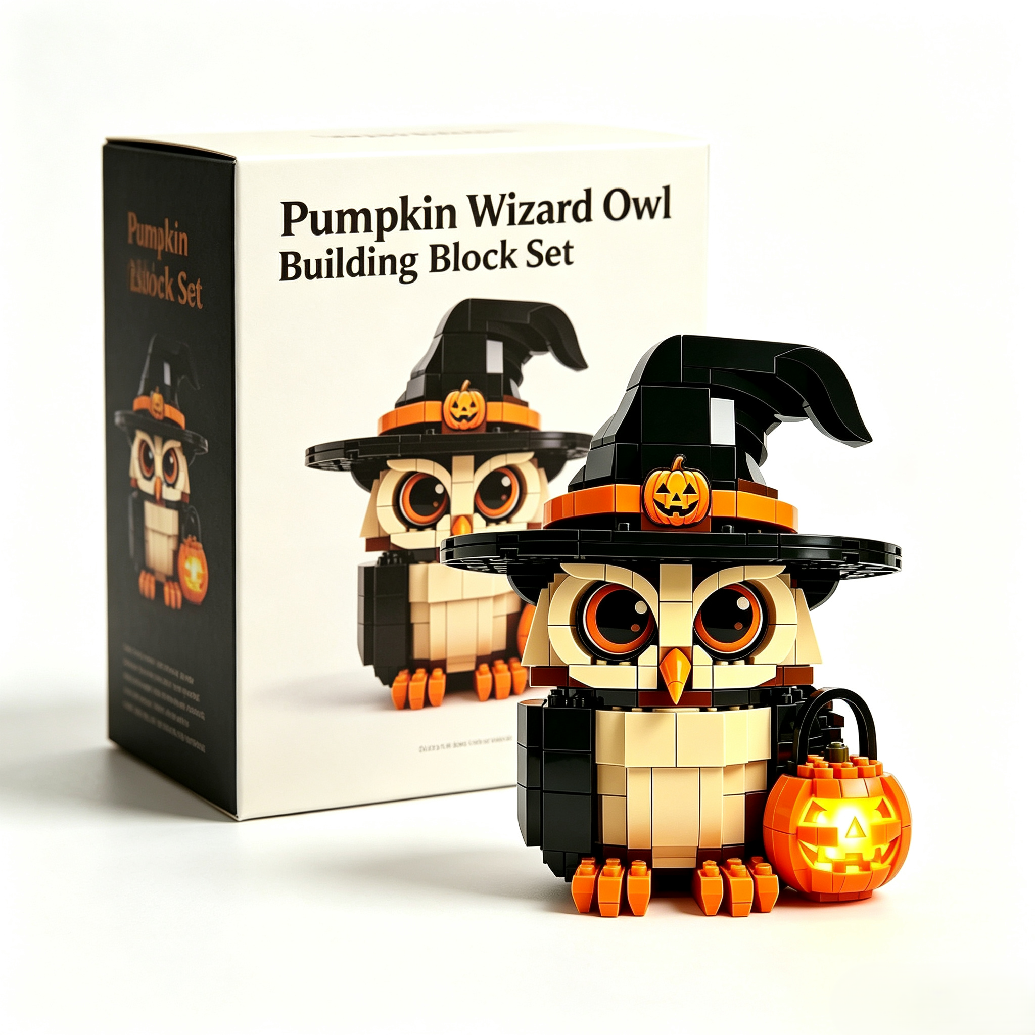 Pumpkin Wizard Owl Building Block Set