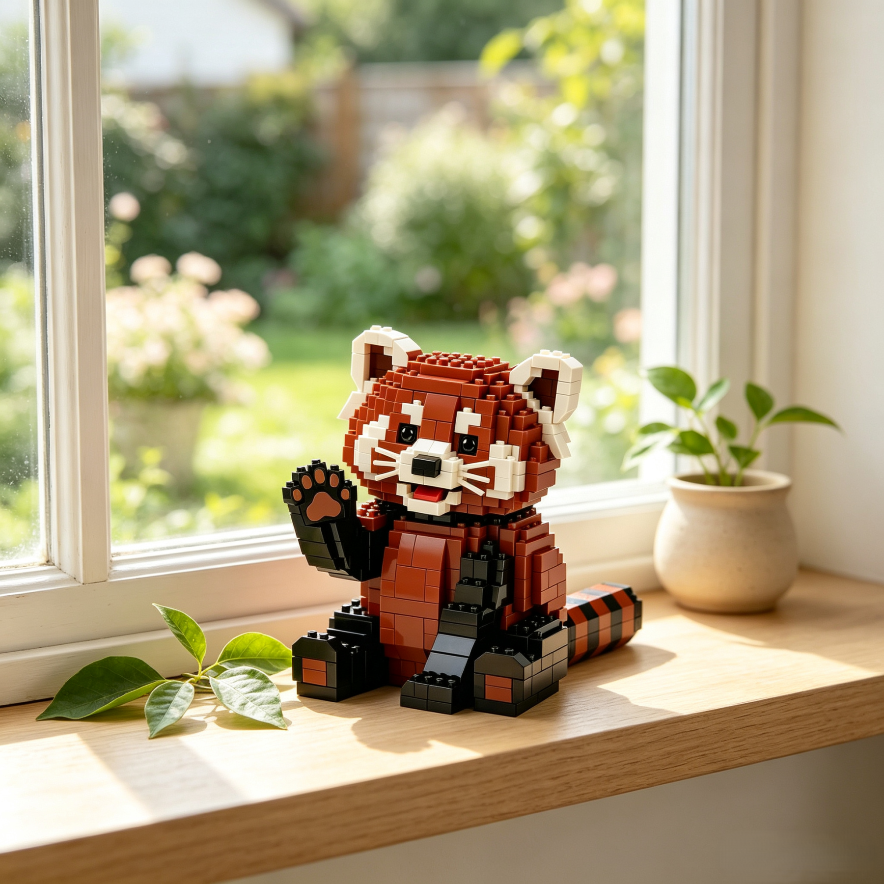 Waving Red Panda Building Block Set