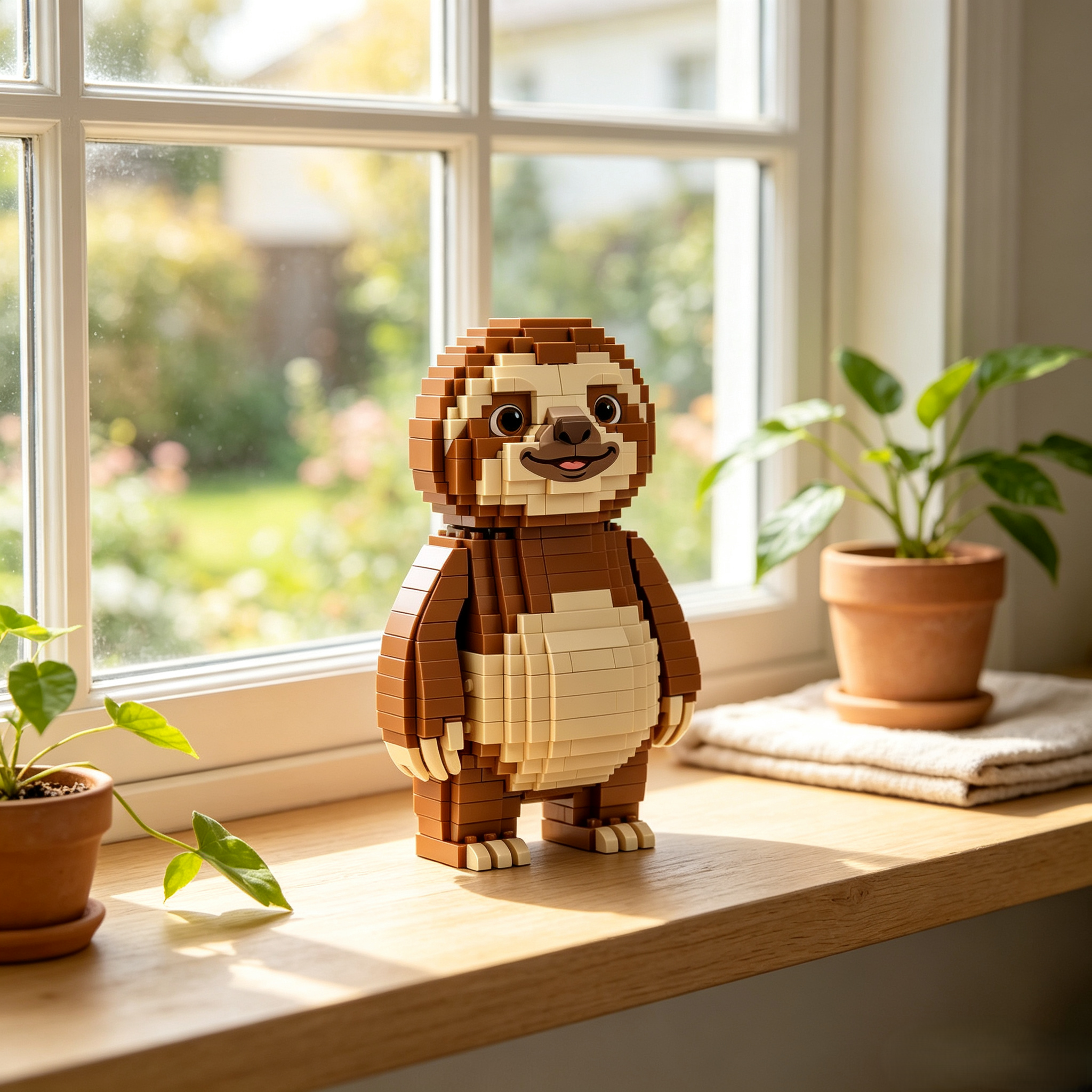 Smiling Standing Sloth Building Block Set