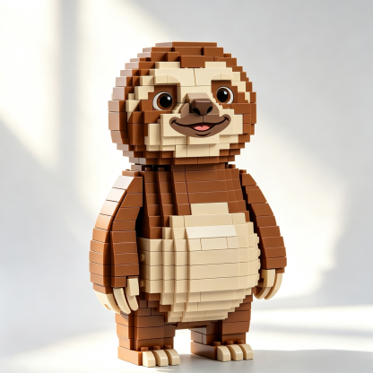 Smiling Standing Sloth Building Block Set