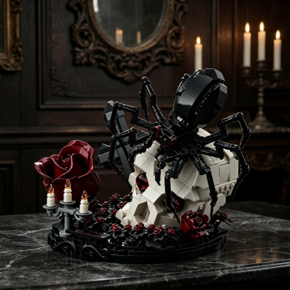 Dark Spider Skull & Rose Building Block Set