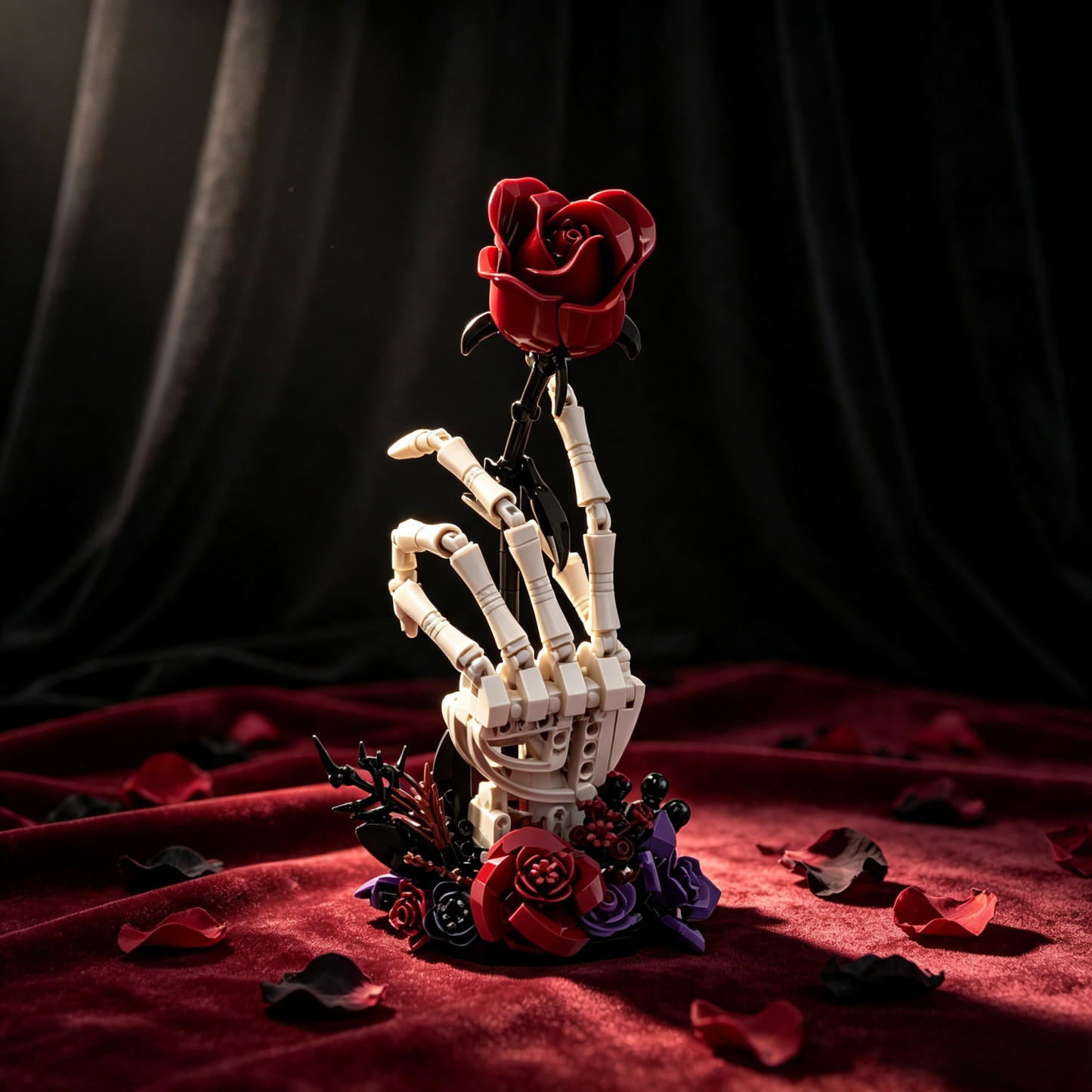 Skeleton Hand & Eternal Rose Building Block Set