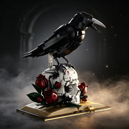 Dark Raven Skull & Rose Building Block Set