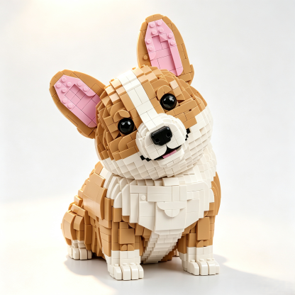 Head-Tilt Corgi Building Block Set