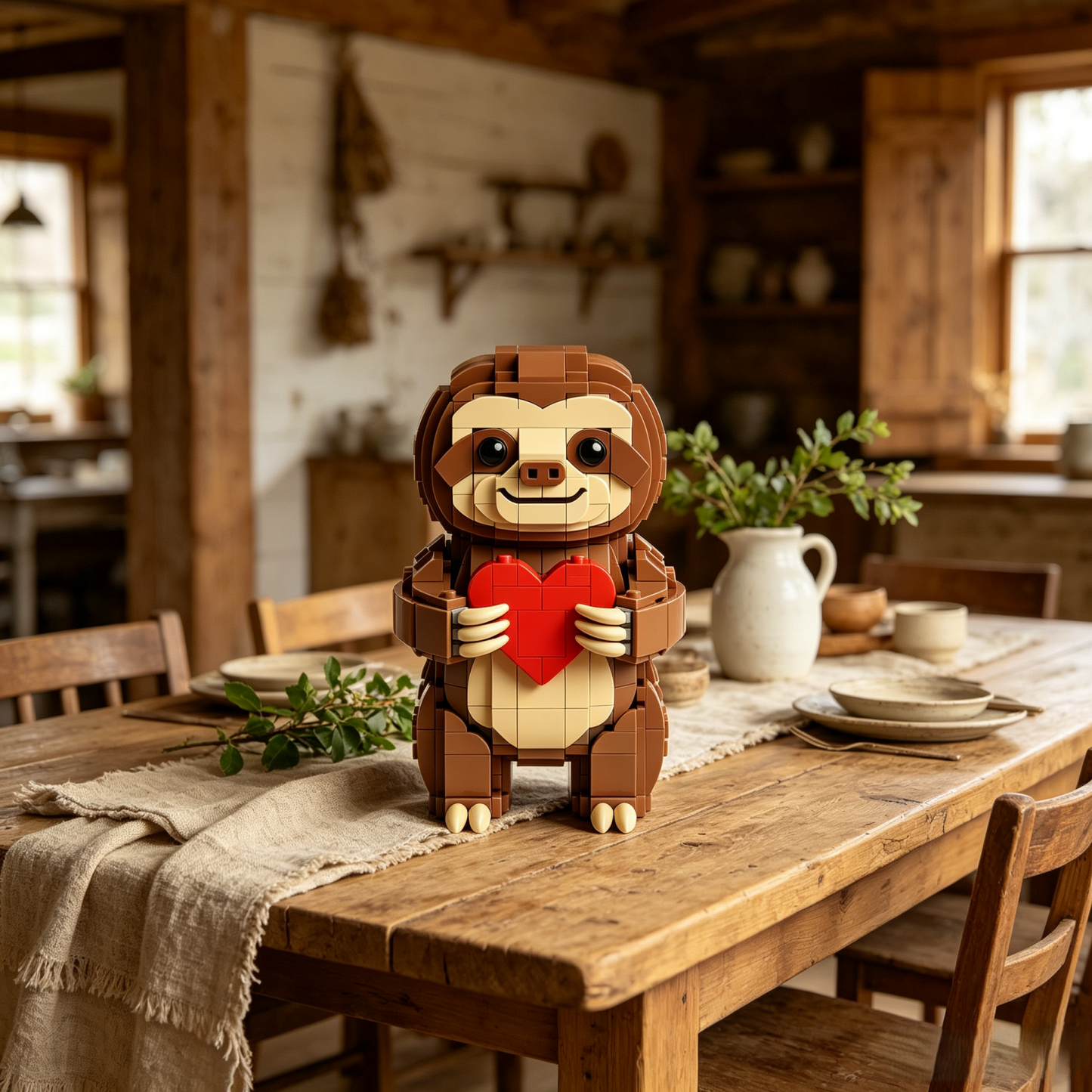 Heart-Holding Sloth Building Block Set