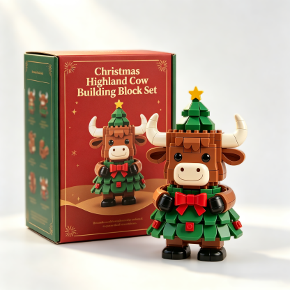 Christmas Highland Cow Building Block Set