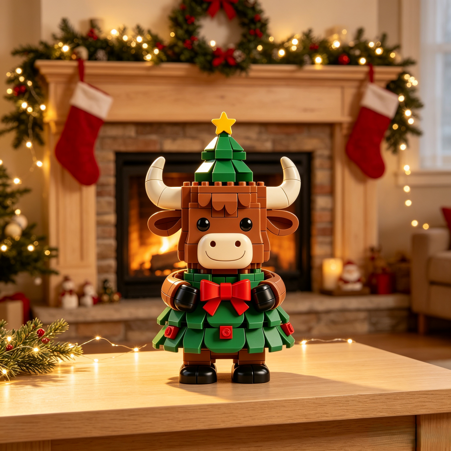 Christmas Highland Cow Building Block Set
