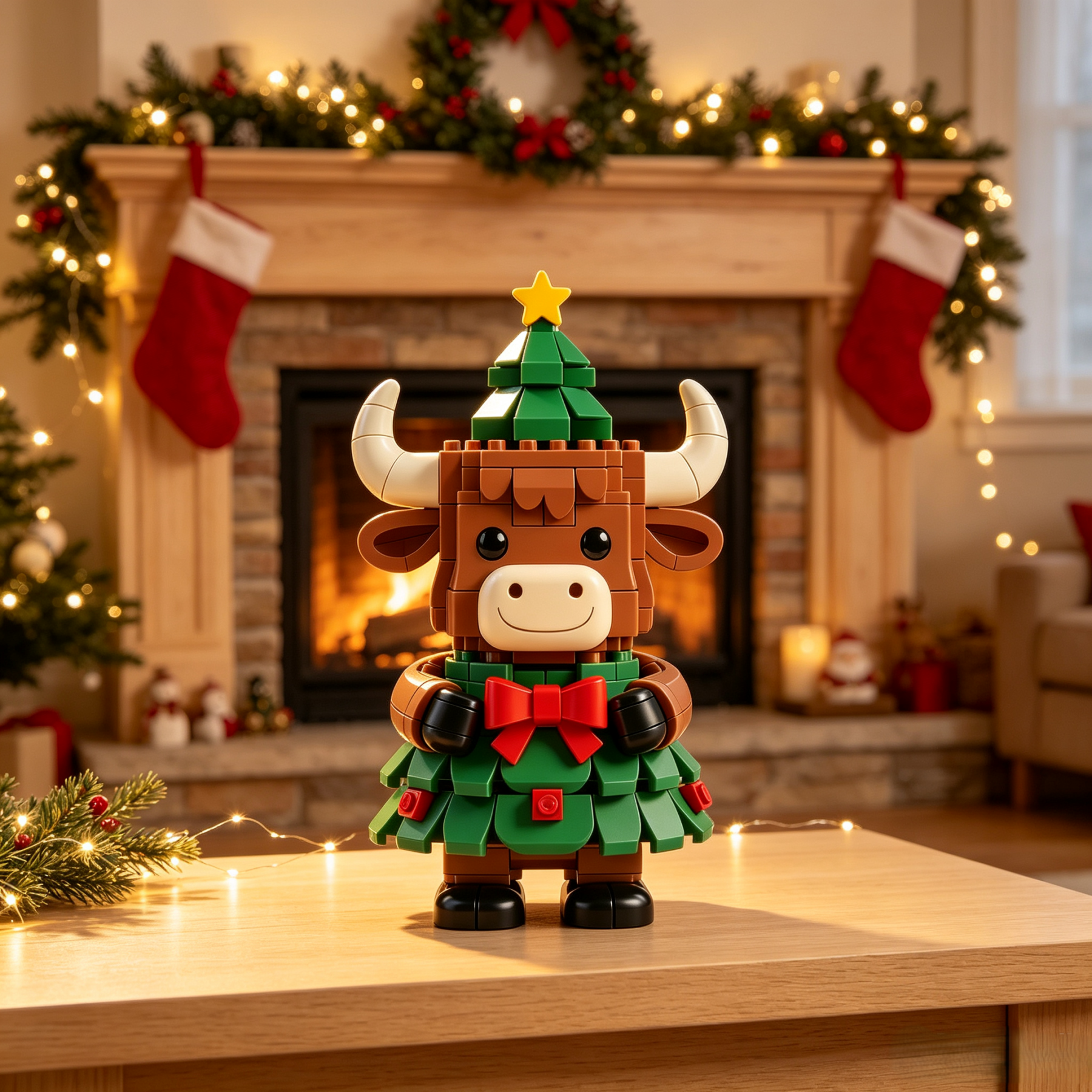 Christmas Highland Cow Building Block Set
