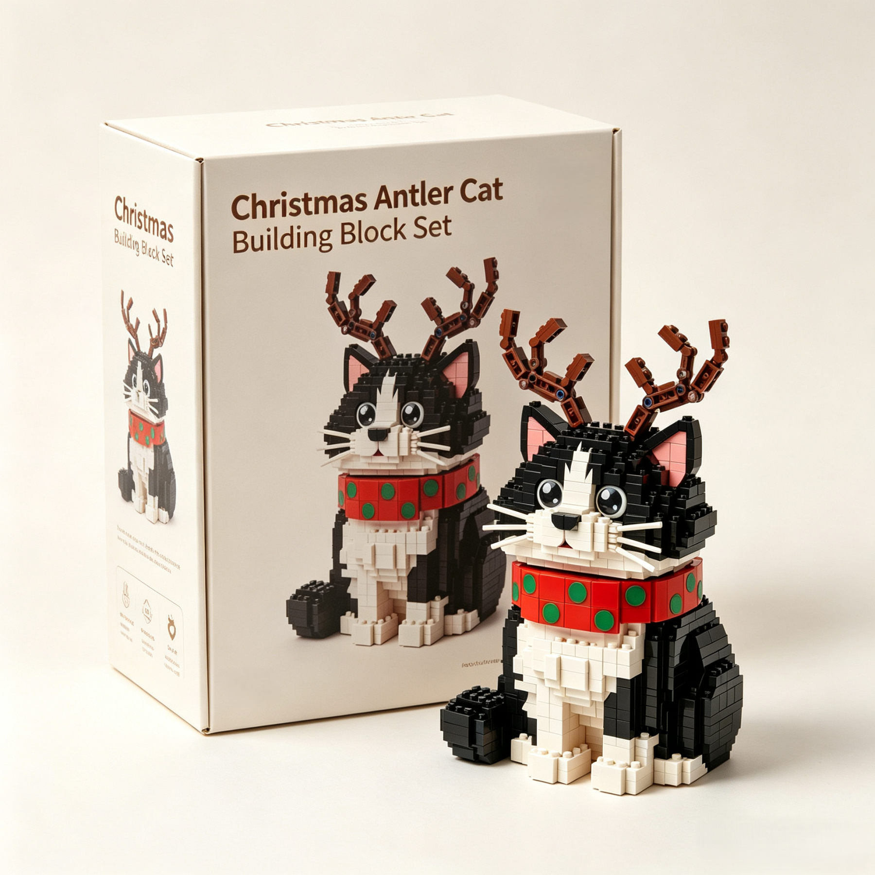 Christmas Antler Cat Building Block Set