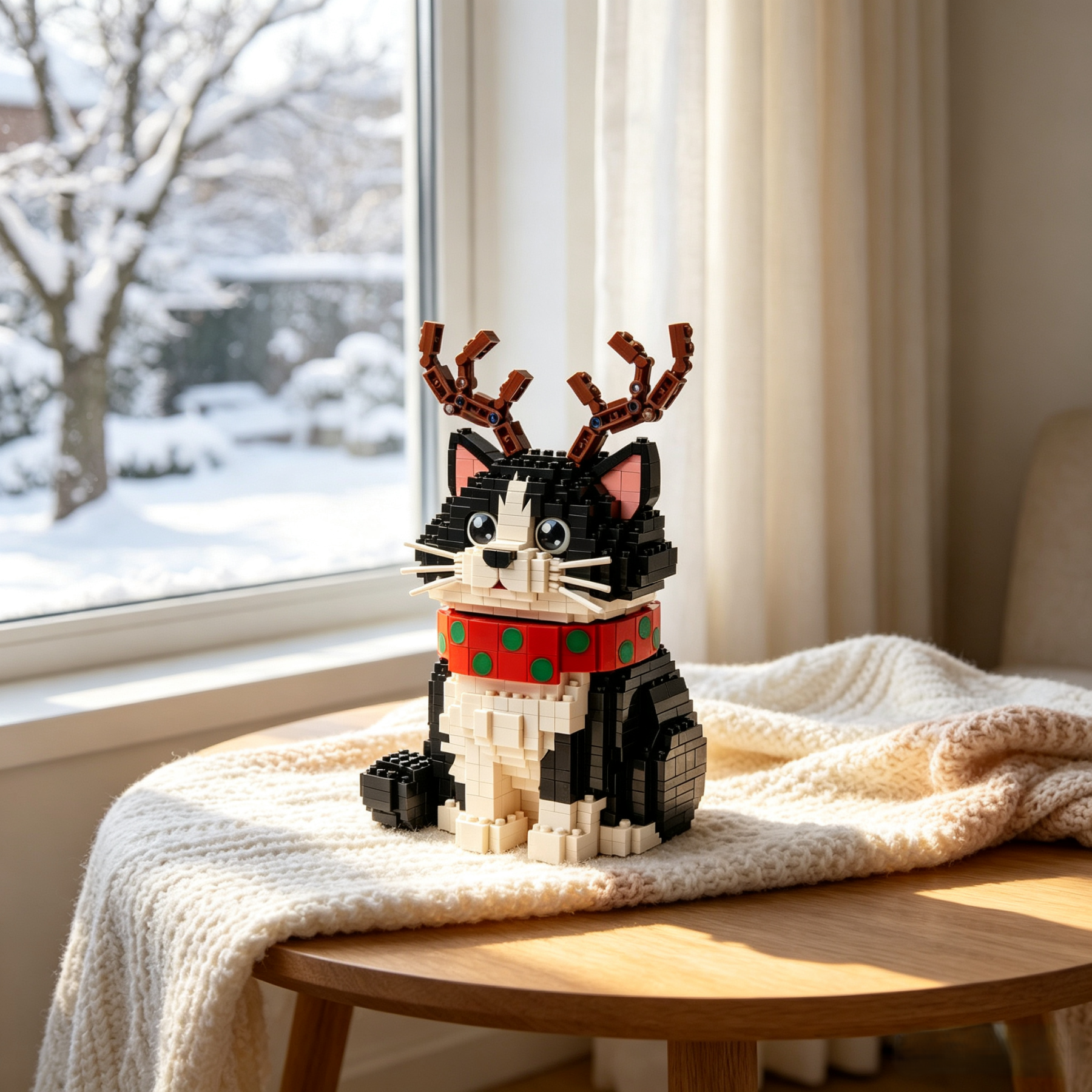 Christmas Antler Cat Building Block Set