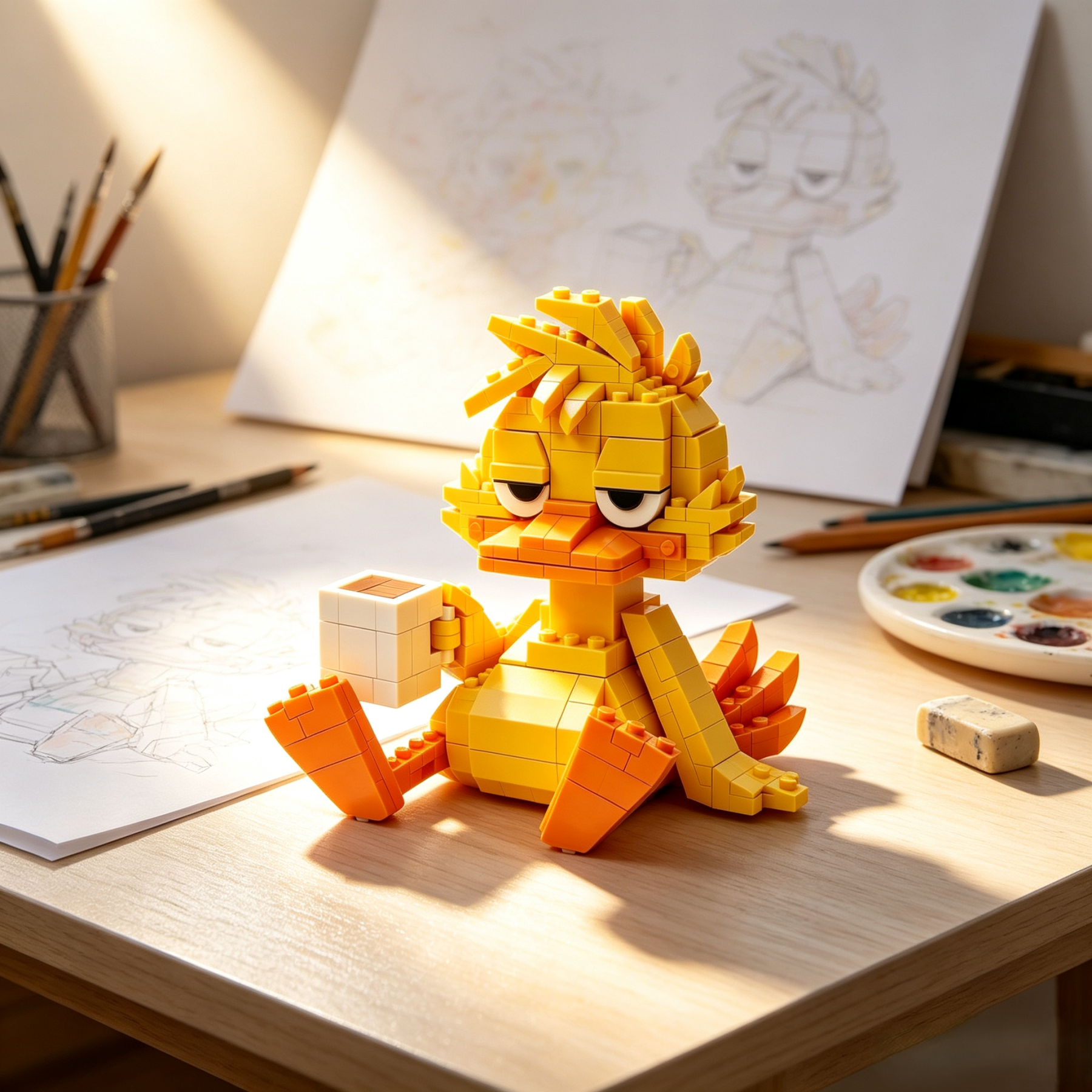 Tired Coffee Duck Building Block Set