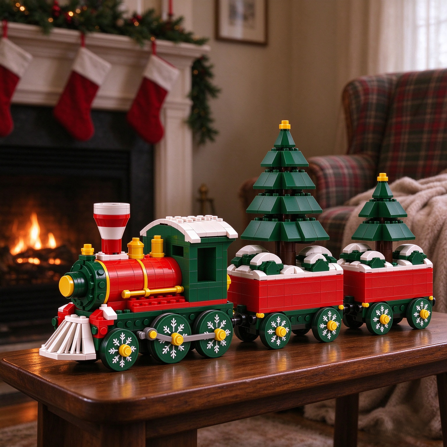 Snowflake Christmas Train Building Set