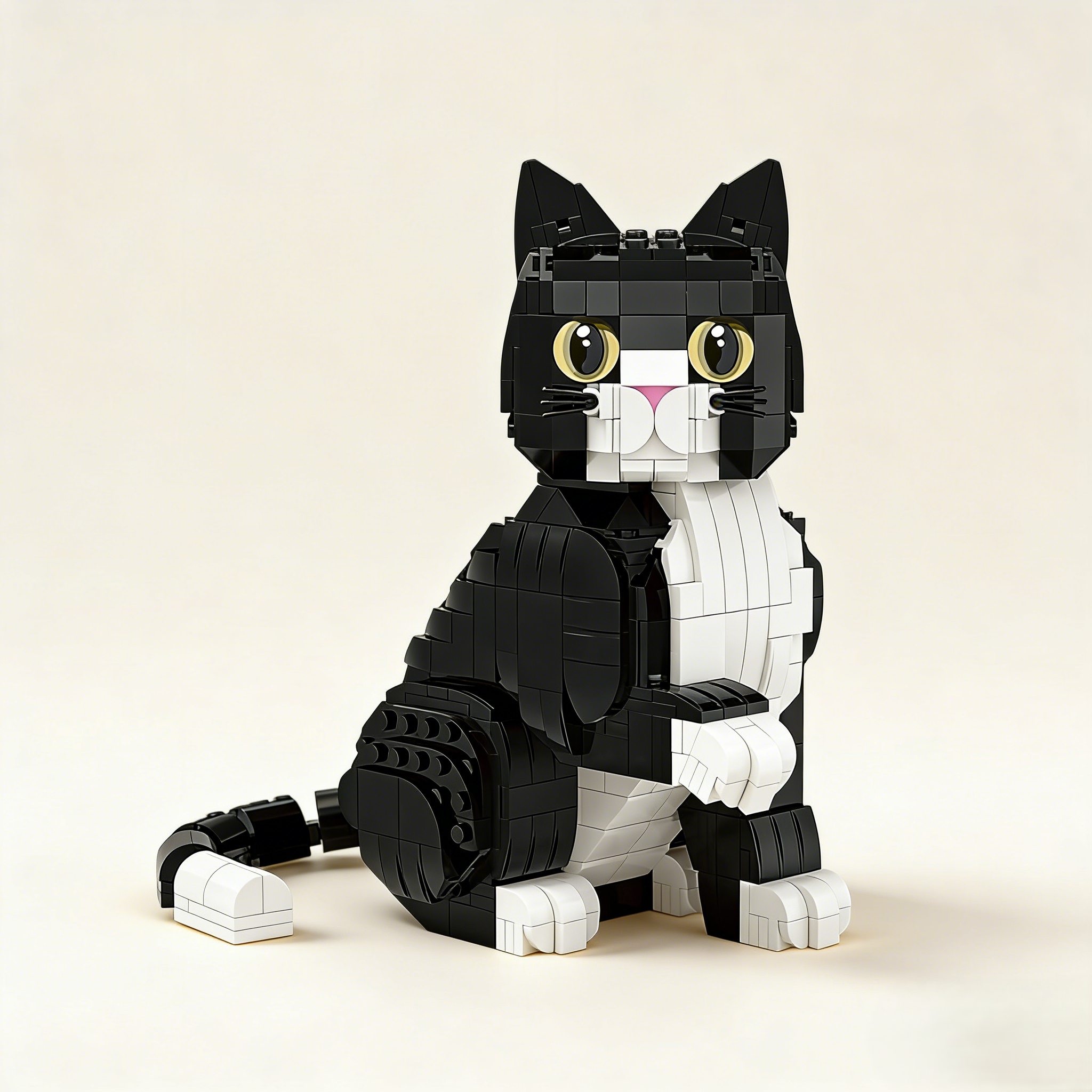 Black & White Cat Building Blocks 🐱🧱 | Mini Brick Animal Figure