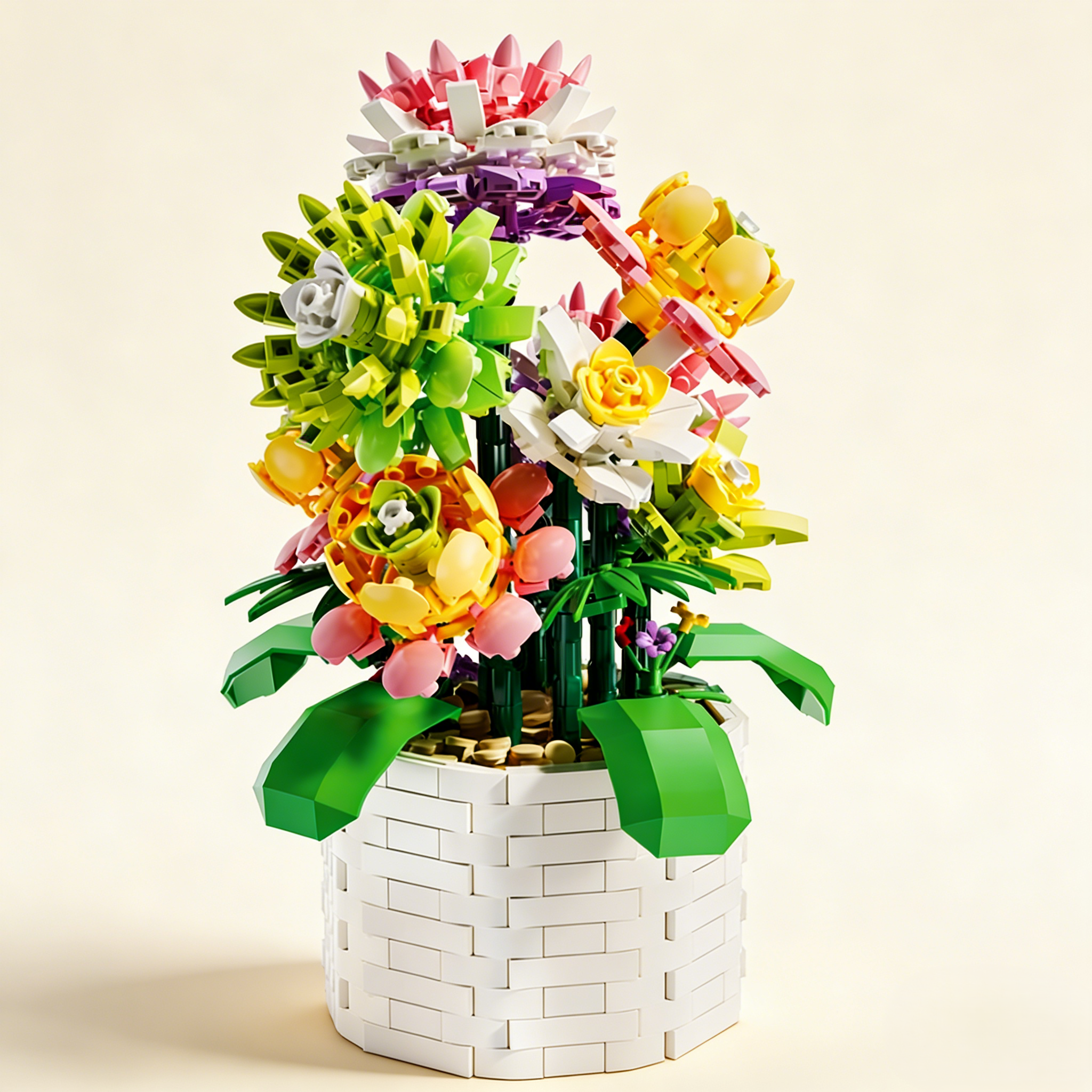 多肉仿真盆栽积木