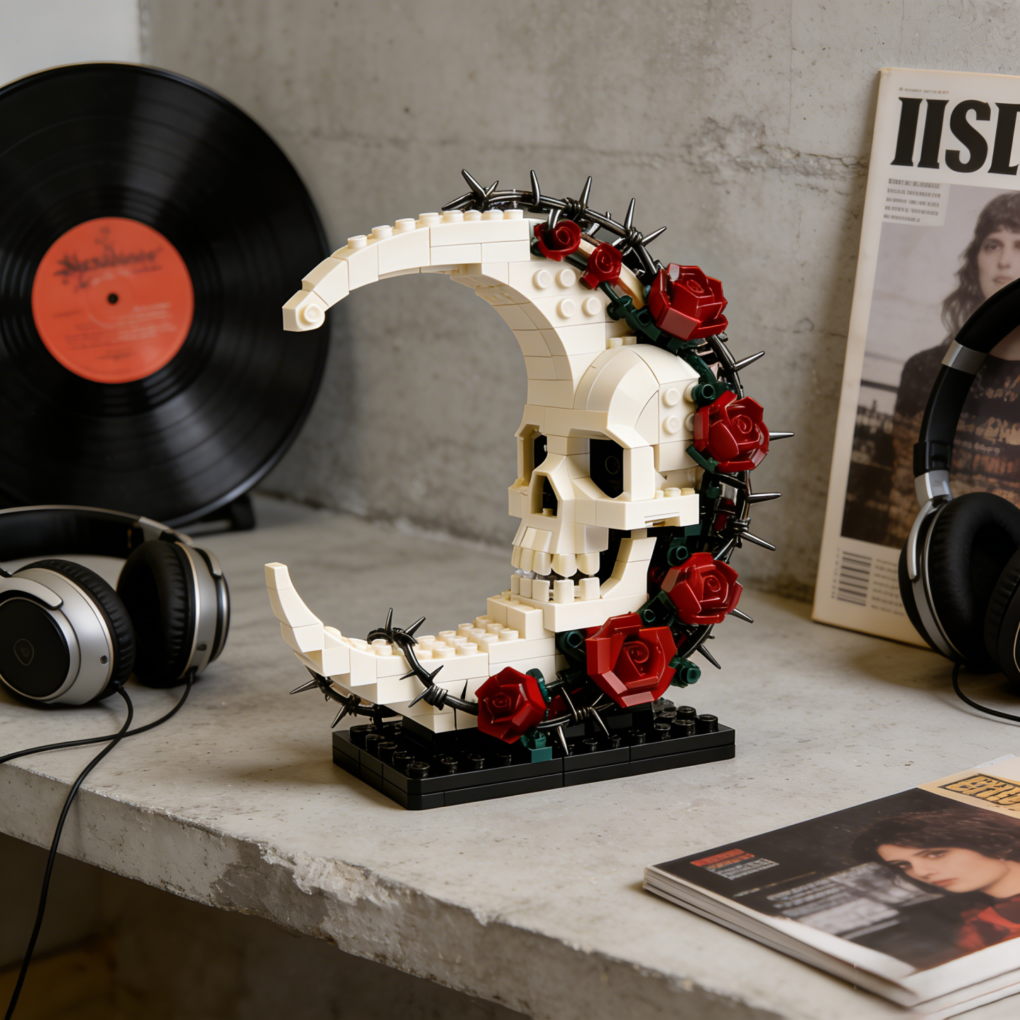 🩸🌙 Crimson Moon Skull Building Block Set