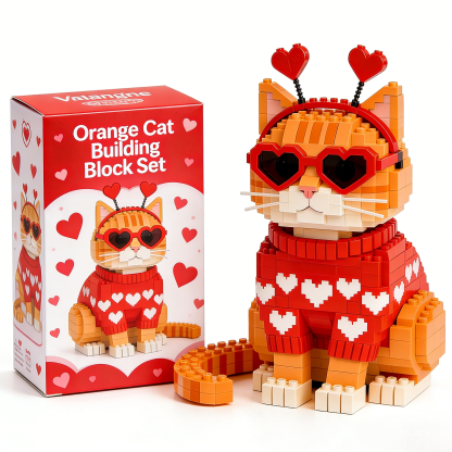 🧡Warm Moments – Orange Cat Building Block Set