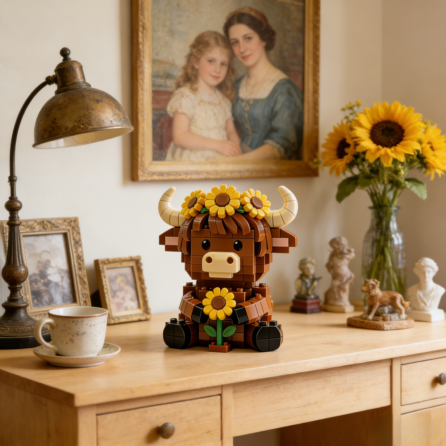 Sunflower Highland Cow Brick Set – Mother’s Day Gift