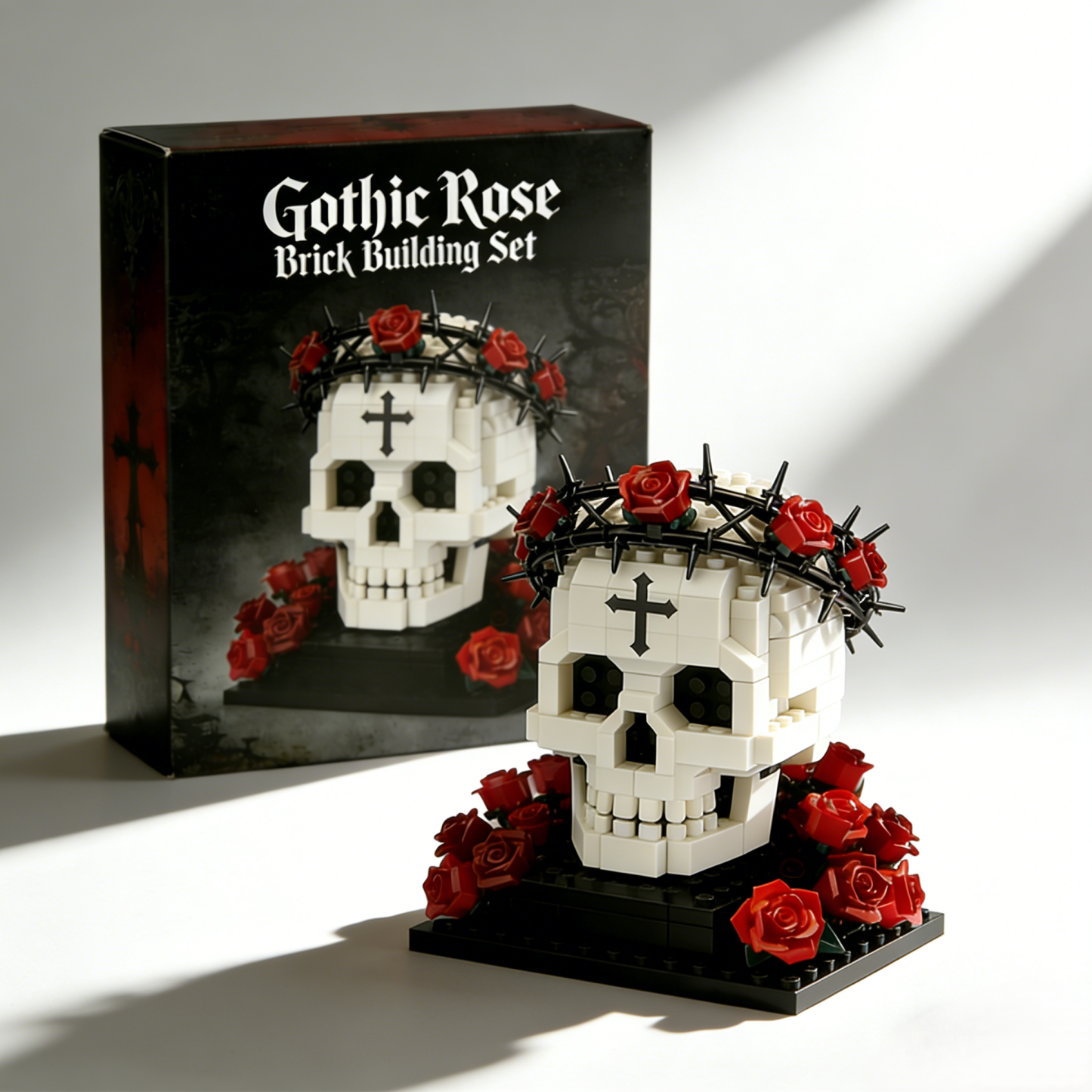 The dark skull building set with thorny crown