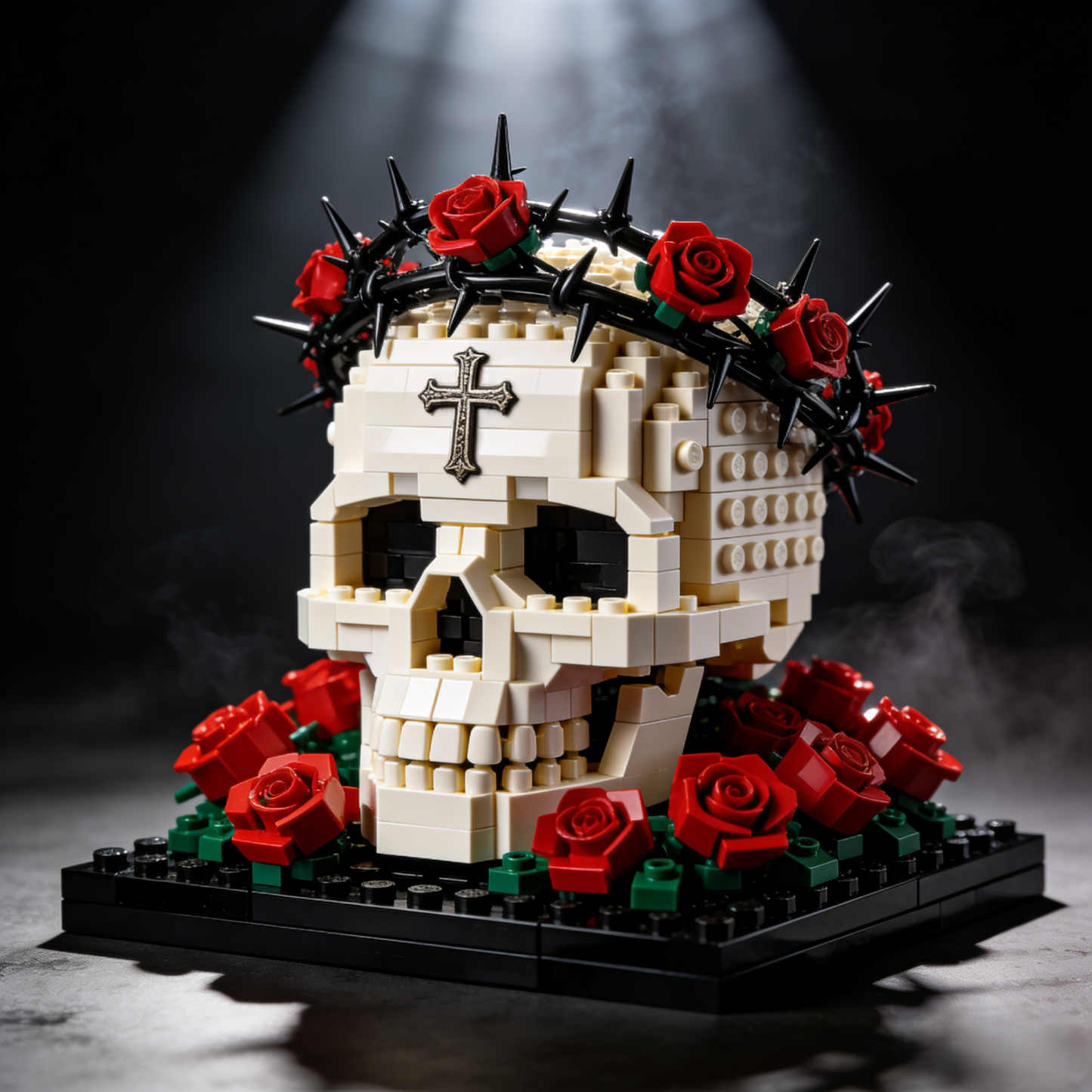 The dark skull building set with thorny crown