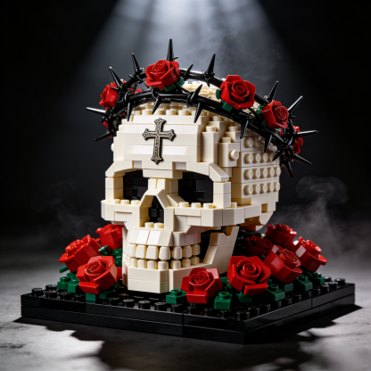 The dark skull building set with thorny crown