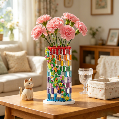 Colorful Gradient Transparent Building Blocks Set - Flower Arrangement Version