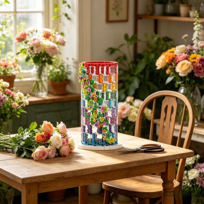 Colorful Gradient Transparent Building Blocks Set - Flower Arrangement Version