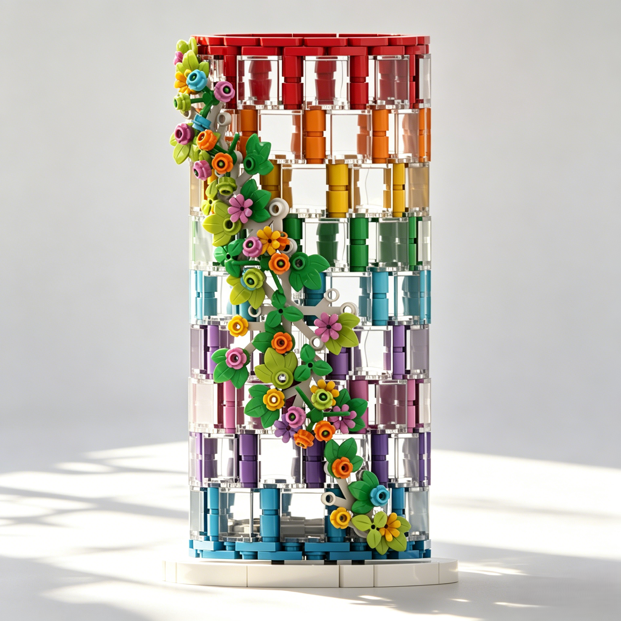 Colorful Gradient Transparent Building Blocks Set - Flower Arrangement Version