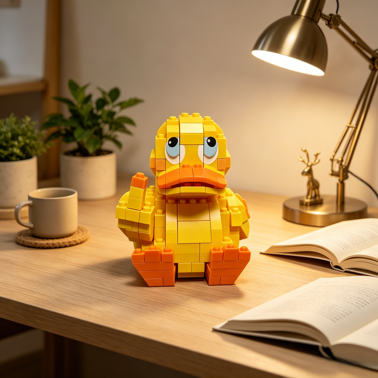 Rolling Eyes Middle Finger Duck Building Blocks