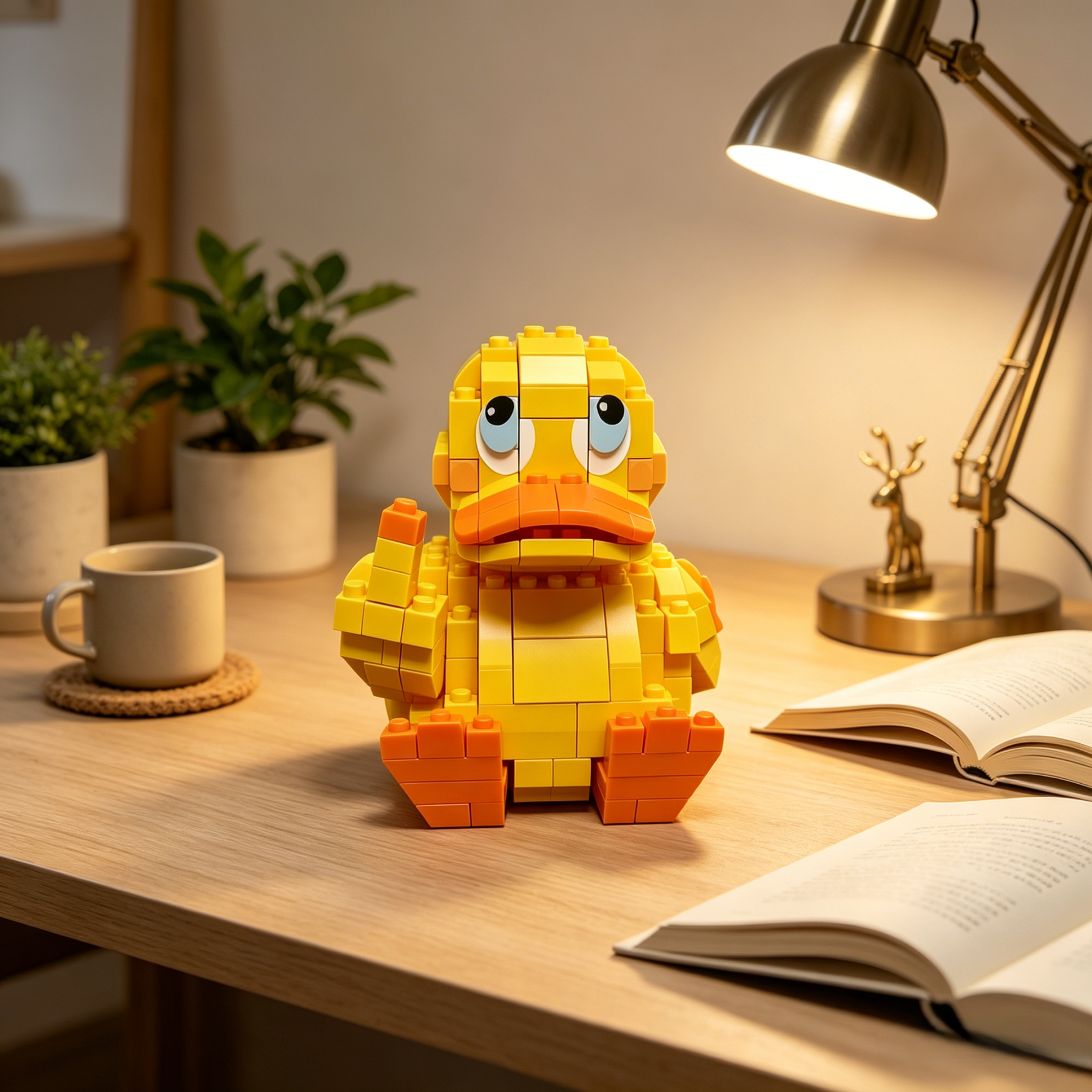 Rolling Eyes Middle Finger Duck Building Blocks