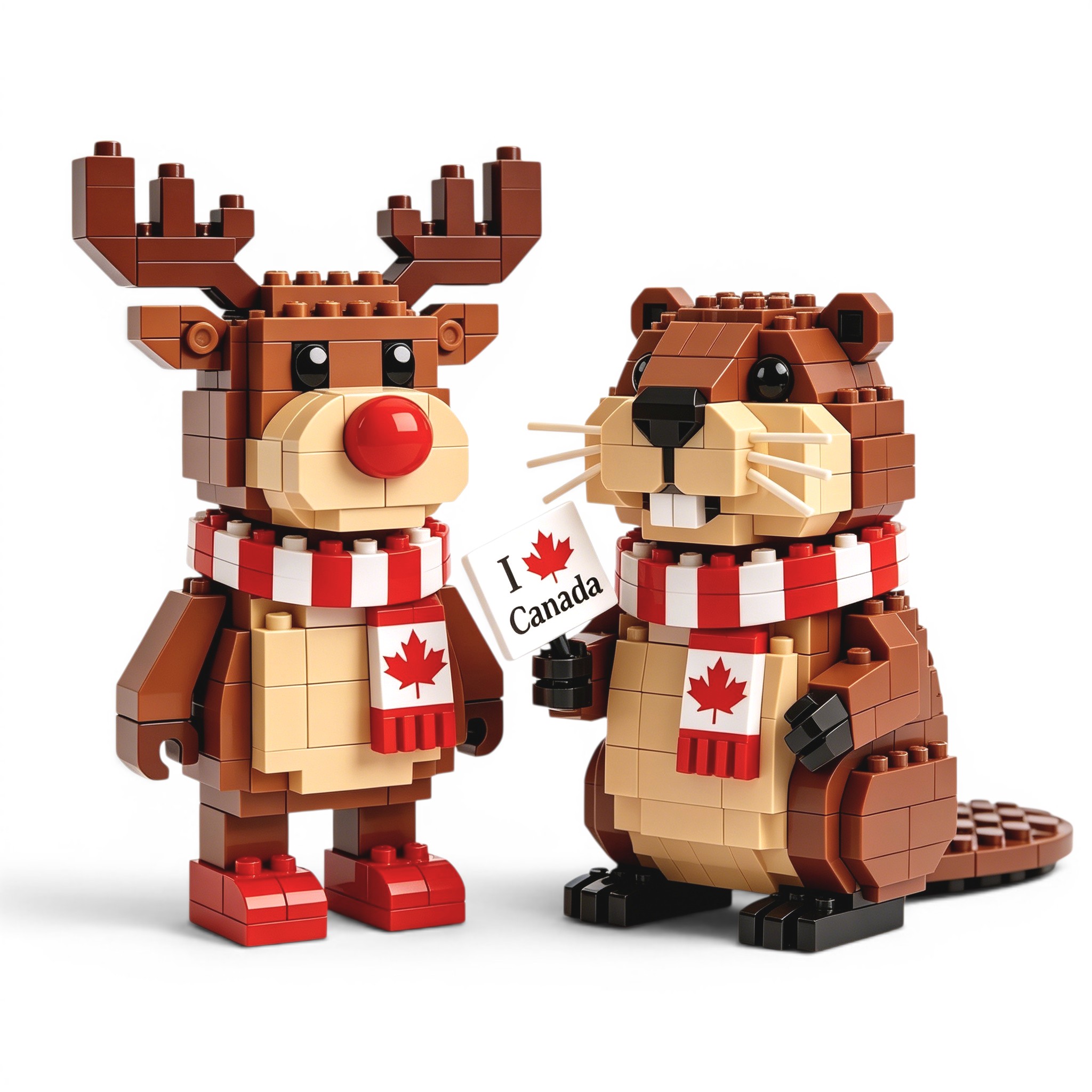 Canada Day Icon Duo: Moose & Beaver Building Blocks Set