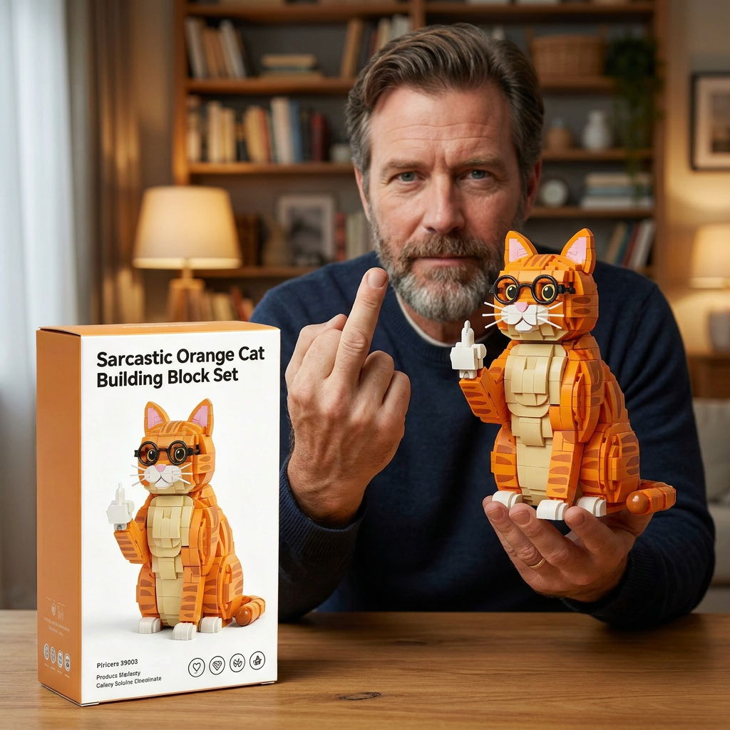 Sarcastic Orange Cat Building Block Set 😼🖕