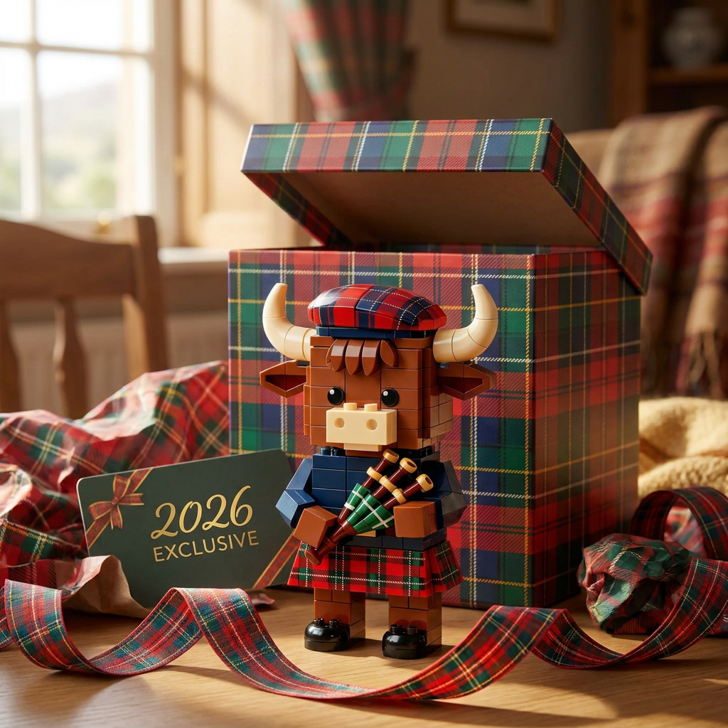 2026 Exclusive Scottish Bagpipe Highland Cow Building Block Set
