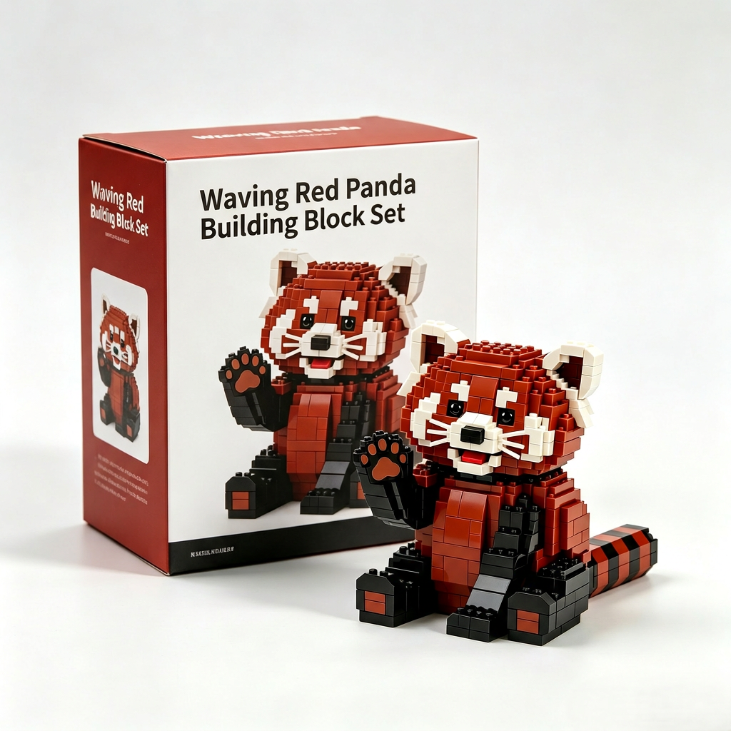 Waving Red Panda Building Block Set
