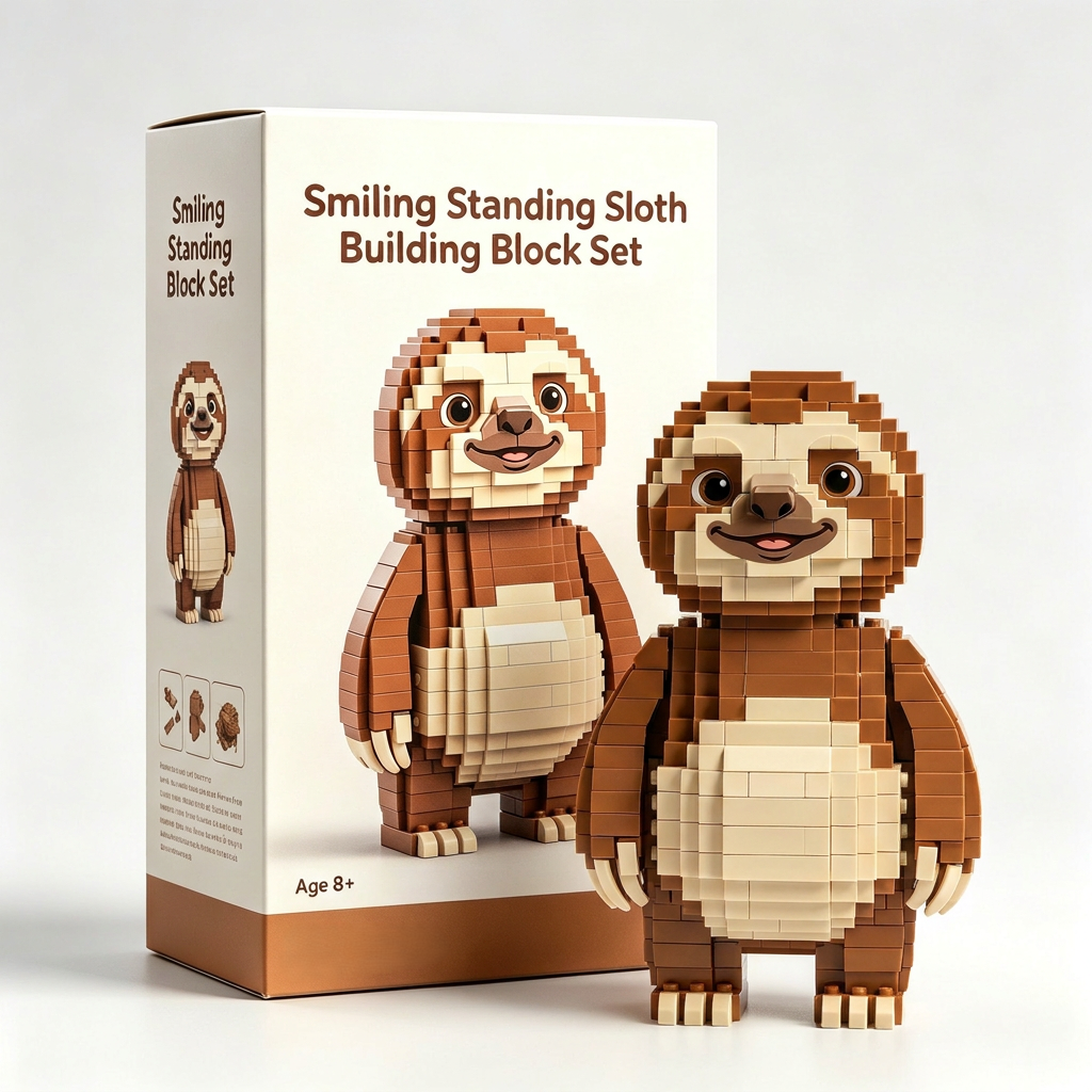 Smiling Standing Sloth Building Block Set