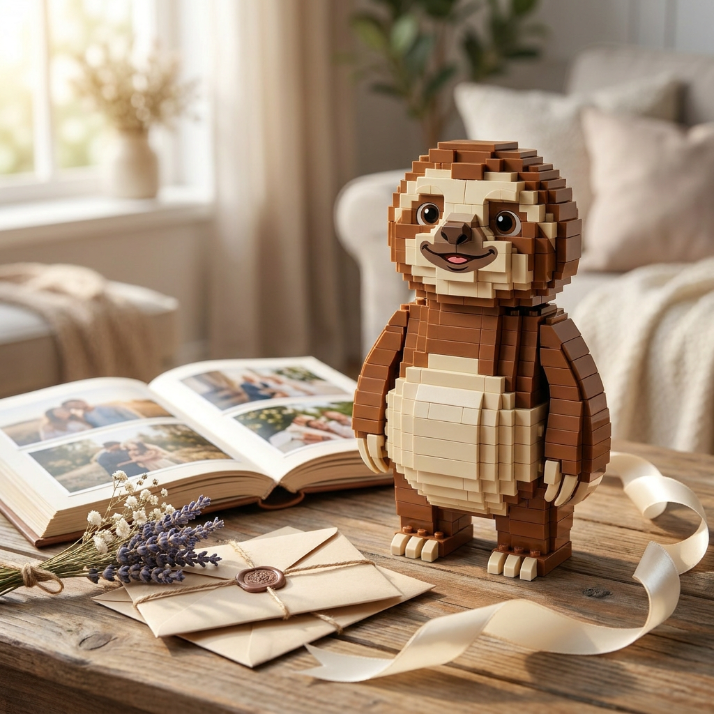 Smiling Standing Sloth Building Block Set