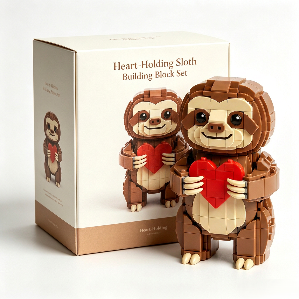 Heart-Holding Sloth Building Block Set
