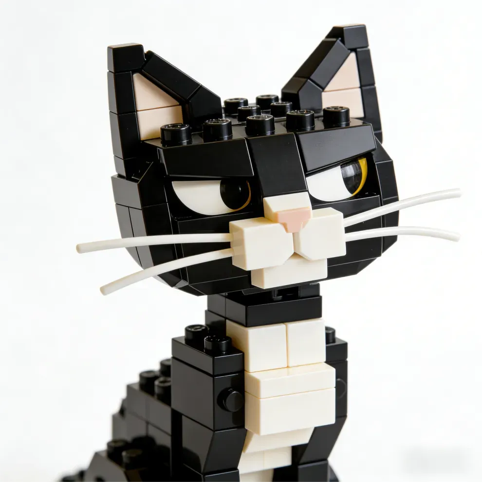 Overdramatic Side-Eye Cat Brick Set – Funny Aloof Cat Model🐈‍⬛