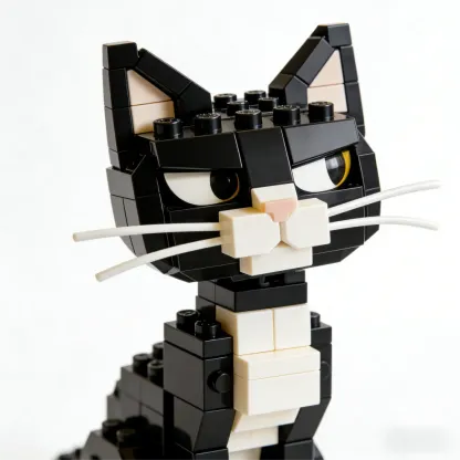 Overdramatic Side-Eye Cat Brick Set – Funny Aloof Cat Model🐈‍⬛