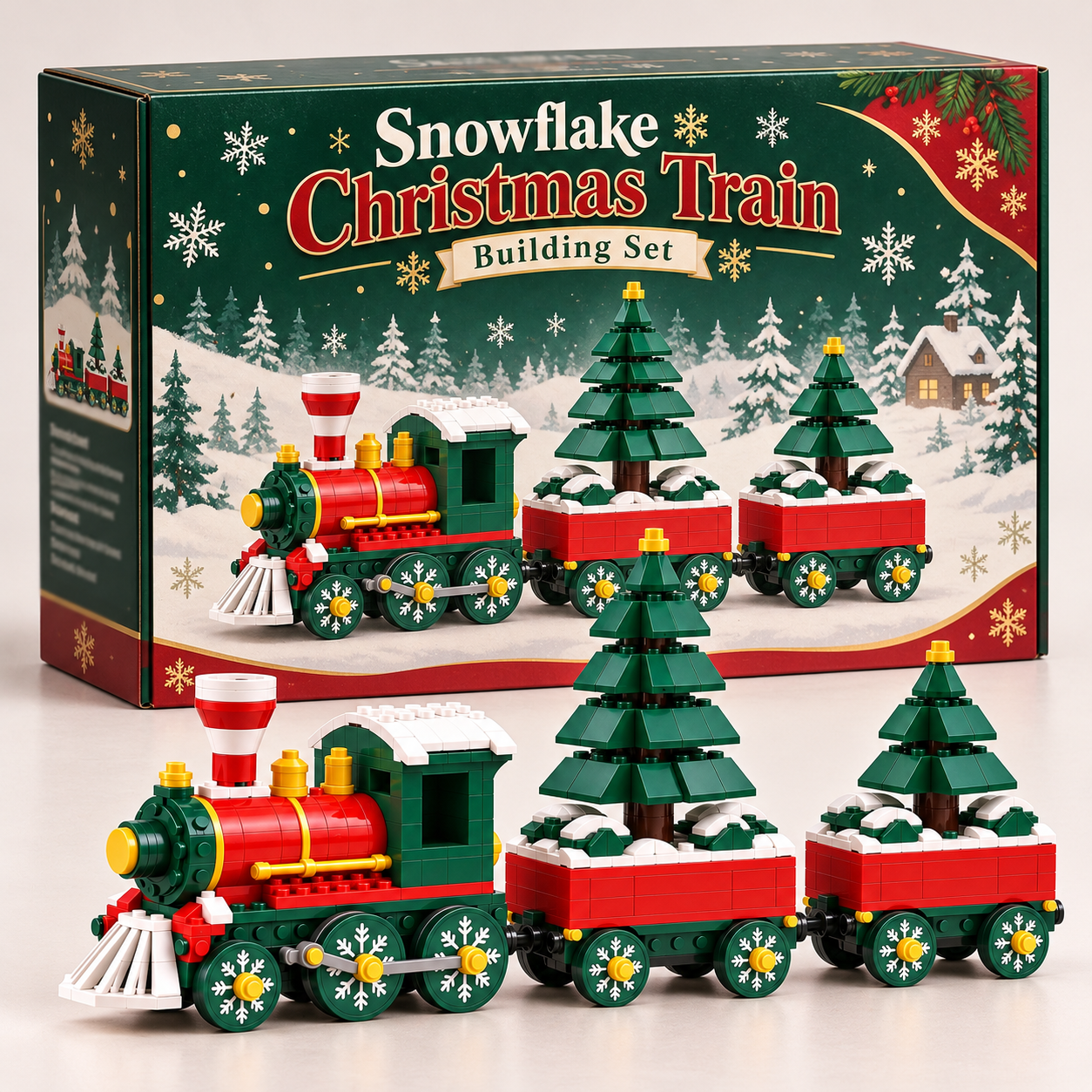 Snowflake Christmas Train Building Set