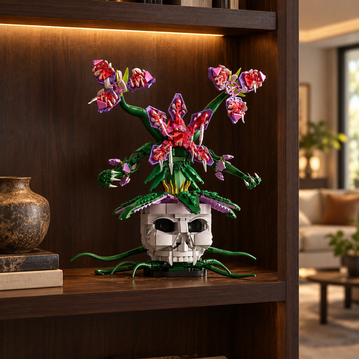 Dark Fantasy Carnivorous Plant Skull Building Block Set