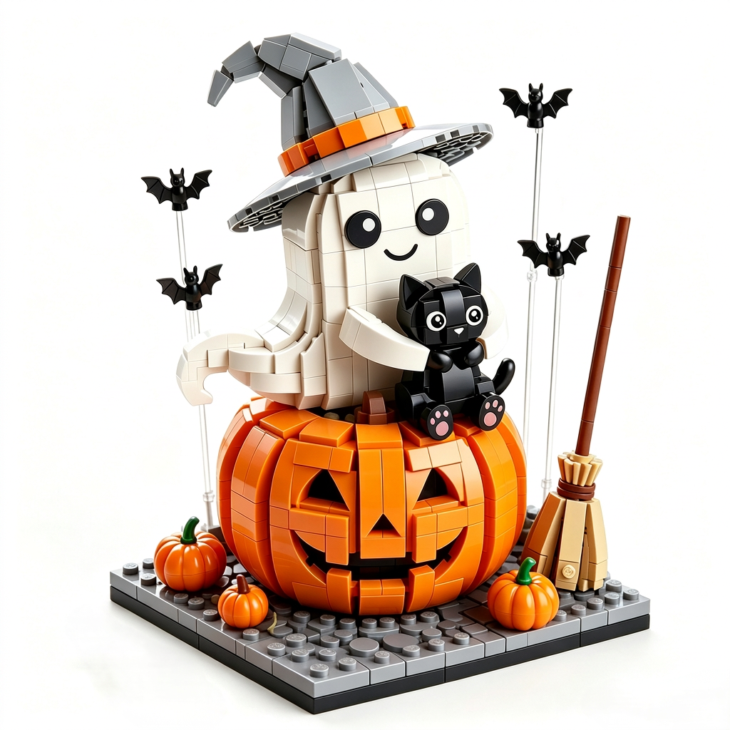 Halloween Ghost Pumpkin Building Block Set