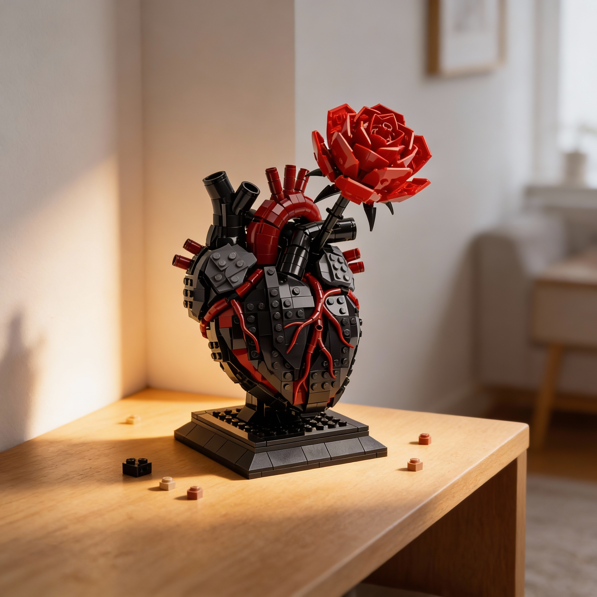 🌹My Heart Is Still Yours –🫀Gothic Flaming Heart Rose Gift Brick Set