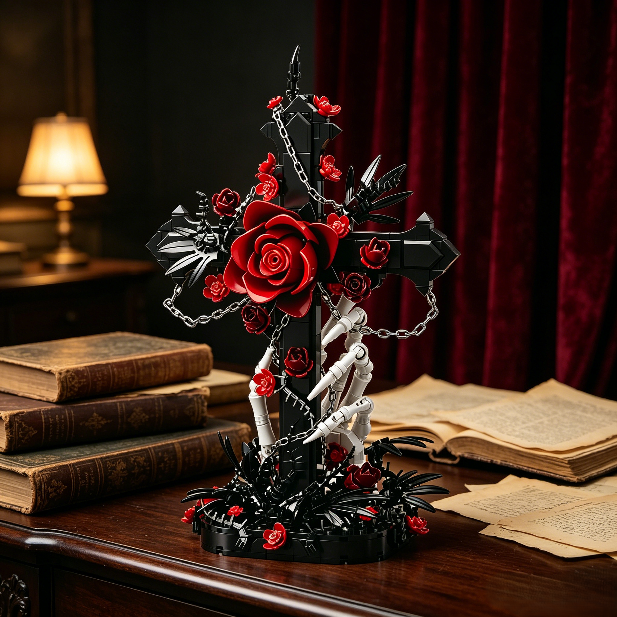 Blood Rose Cross Collector Building Block Set