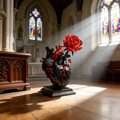 🌹My Heart Is Still Yours –🫀Gothic Flaming Heart Rose Gift Brick Set