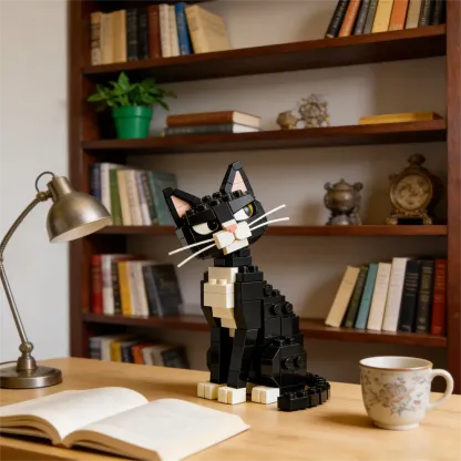 Overdramatic Side-Eye Cat Brick Set – Funny Aloof Cat Model🐈‍⬛