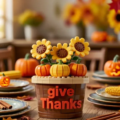 “Give Thanks” Sunflower Building Block Gift for Mom
