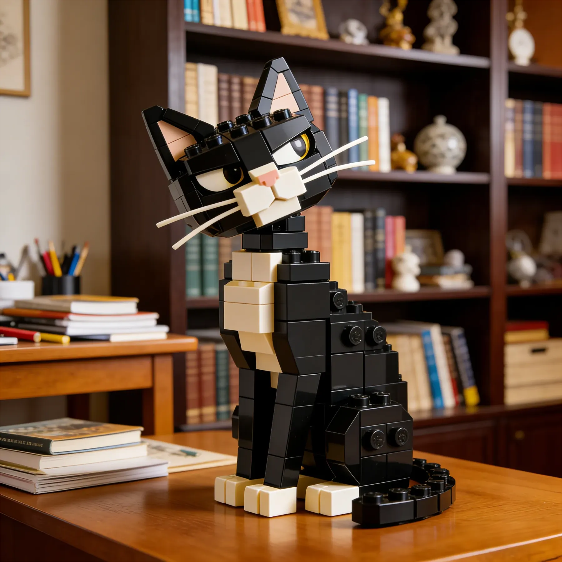 Overdramatic Side-Eye Cat Brick Set – Funny Aloof Cat Model🐈‍⬛